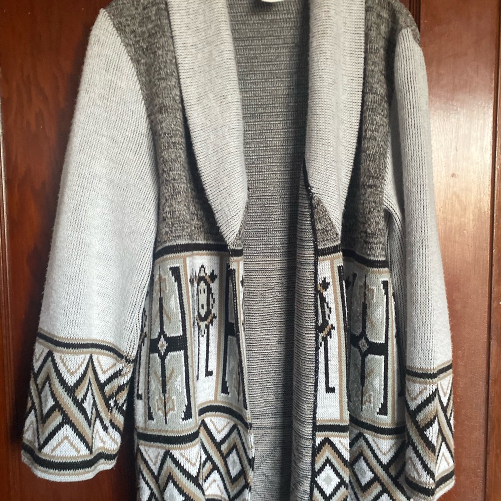 Women's Gray Patterned Knit Jacket Vintage Montgomery Ward
